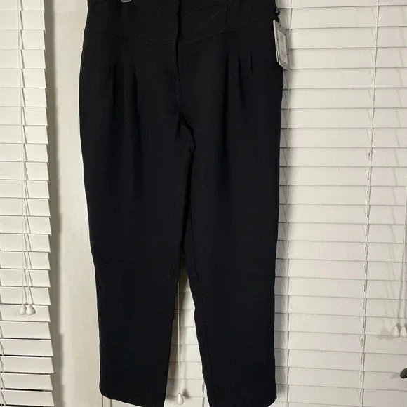 Derek Lam Design Nation Pants Black Pleated Dress Cropped Career Sz 12 - Picture 1 of 9